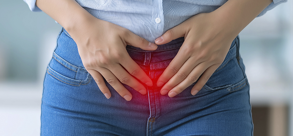 mujer con cistitis o infección del tracto urinario